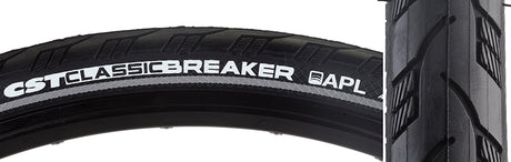 Close-up of the 700x35 Reflective Classic Breaker Bicycle Tire showcasing its raised center line, grooved side tread, and reflective sidewall.