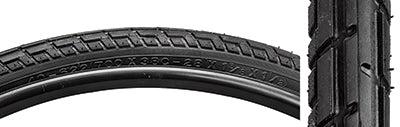 Close-up of the 700x38 Hybrid Bicycle Tire showcasing its grooved tread pattern, ideal for rough streets, gravel, and rural roads.