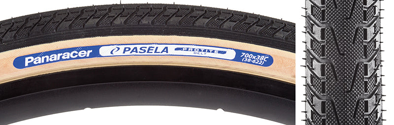 Close-up of the 700x38 Pasela Protite Wire Bicycle Tire, showcasing its tread and durable design, ideal for urban and touring rides with advanced Protite puncture protection technology.