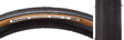 Close-up of the 700x38 Black/Brown Gravel King Slick Bicycle Tire, highlighting its minimal tread and robust volume for versatile performance on both roads and gravel.