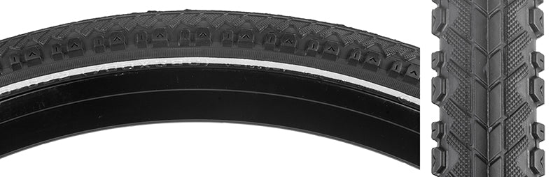 Close-up of the 700x38 Reflective Servant CST1559 Bicycle Tire, highlighting its fast-rolling center line, robust corner tread, and reflective sidewall striping.