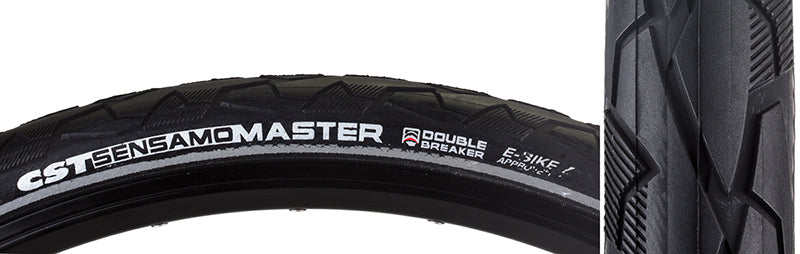 Close-up of the 700x38 Reflective Sensamo Master Bicycle Tire, showcasing its textured sidewalls, fast rolling tread, and reflective striping for enhanced visibility.