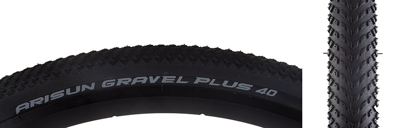 Close-up of the 700x40 Gravel 40 Plus Wire/30 Bicycle Tire showcasing densely packed small knobs designed for low rolling resistance, ideal for gravel, hard pack, and pavement.