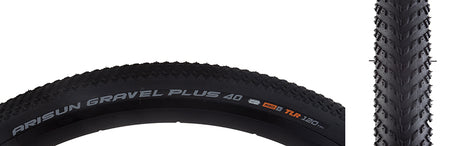 Close-up of the 700x40 Gravel 40 Plus Fold/120 Bicycle Tire showcasing its densely packed small knobs, ideal for low rolling resistance on gravel, hard pack, and pavement.