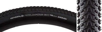 Close-up view of the 700x40 Wildfire GX Bicycle Tire, highlighting its small block tread and increased width for enhanced gravel stability.