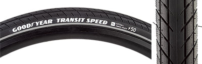 Close-up of the 700x40 Reflective Transit Speed S3 Bicycle Tire, showcasing its round profile, smooth tread with deep siping, and reflective sidewall striping for enhanced visibility.