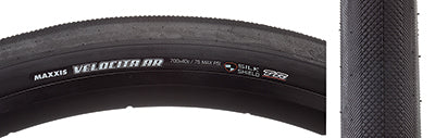 Close-up of the 700x40 Velocita AR DC/SS/TR Bicycle Tire showcasing the knurled center tread and file tread edges for enhanced grip and puncture protection, ideal for gravel or road biking.