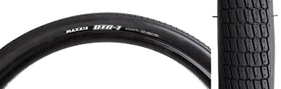 Close-up of a 650Bx47 DTR-1 DC Wire Bicycle Tire featuring medium-sized knobs, deep siping, and a smooth, round profile, designed for optimal performance on both pavement and hard-packed dirt.