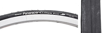 Close-up of the 650Cx23 Closer Plus Bicycle Tire, highlighting its tread pattern and durable construction. The tire features a ZSG natural compound and a puncture-resistant breaker for a comfortable, long-lasting ride.