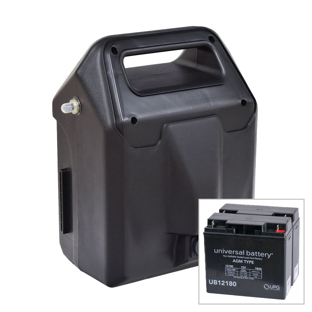 Golden LiteRider Envy (GP162) battery box assembly fitted with an 18Ah battery pack.