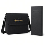 Travel bag and lithium battery TSA approved for the Golden Buzzaround Carryon group shot of the bag and battery together.