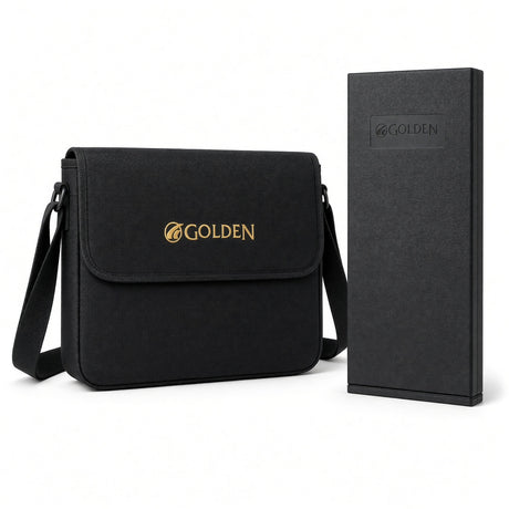 Travel bag and lithium battery TSA approved for the Golden Buzzaround Carryon group shot of the bag and battery together.