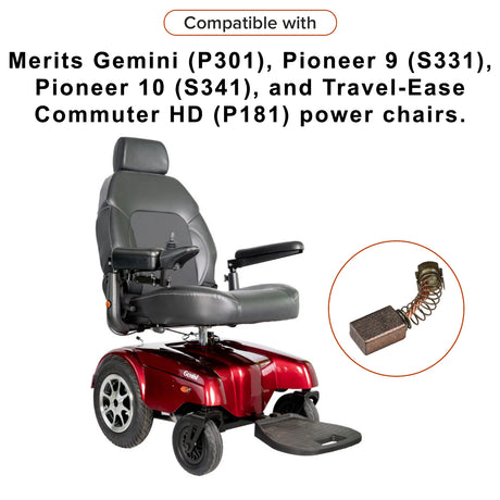 Motor Brush for the Merits Gemini (P301), Pioneer 9 (S331), and Pioneer 10 (S341) Power Chairs
