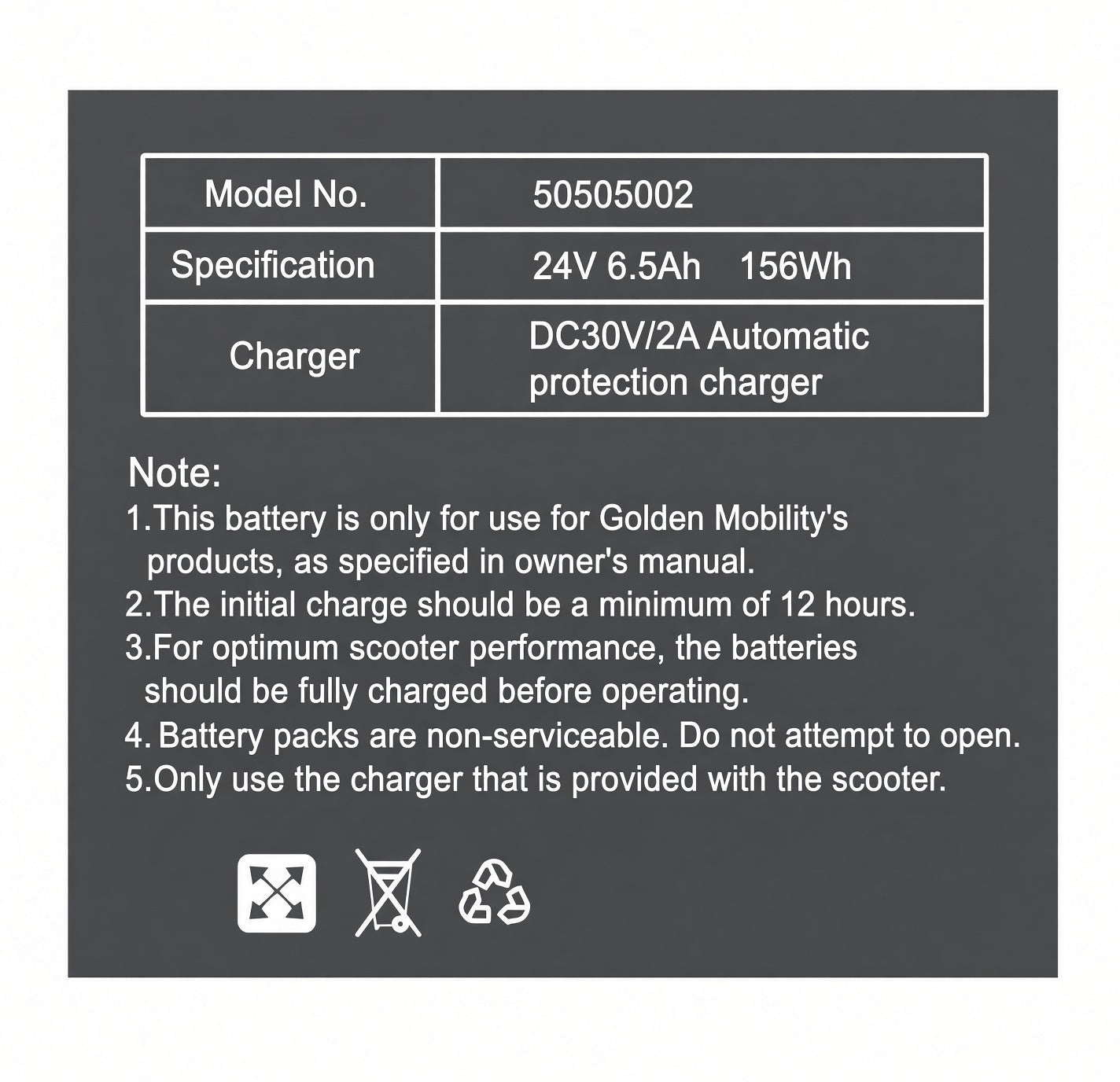 Lithium Travel Battery & Bag for the Golden Buzzaround CarryOn (GB120) Scooter