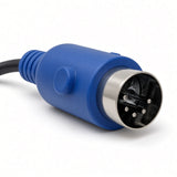 MOT1707191 A blue 5-pin electrical connector with a black cable, shown on a clean white background.