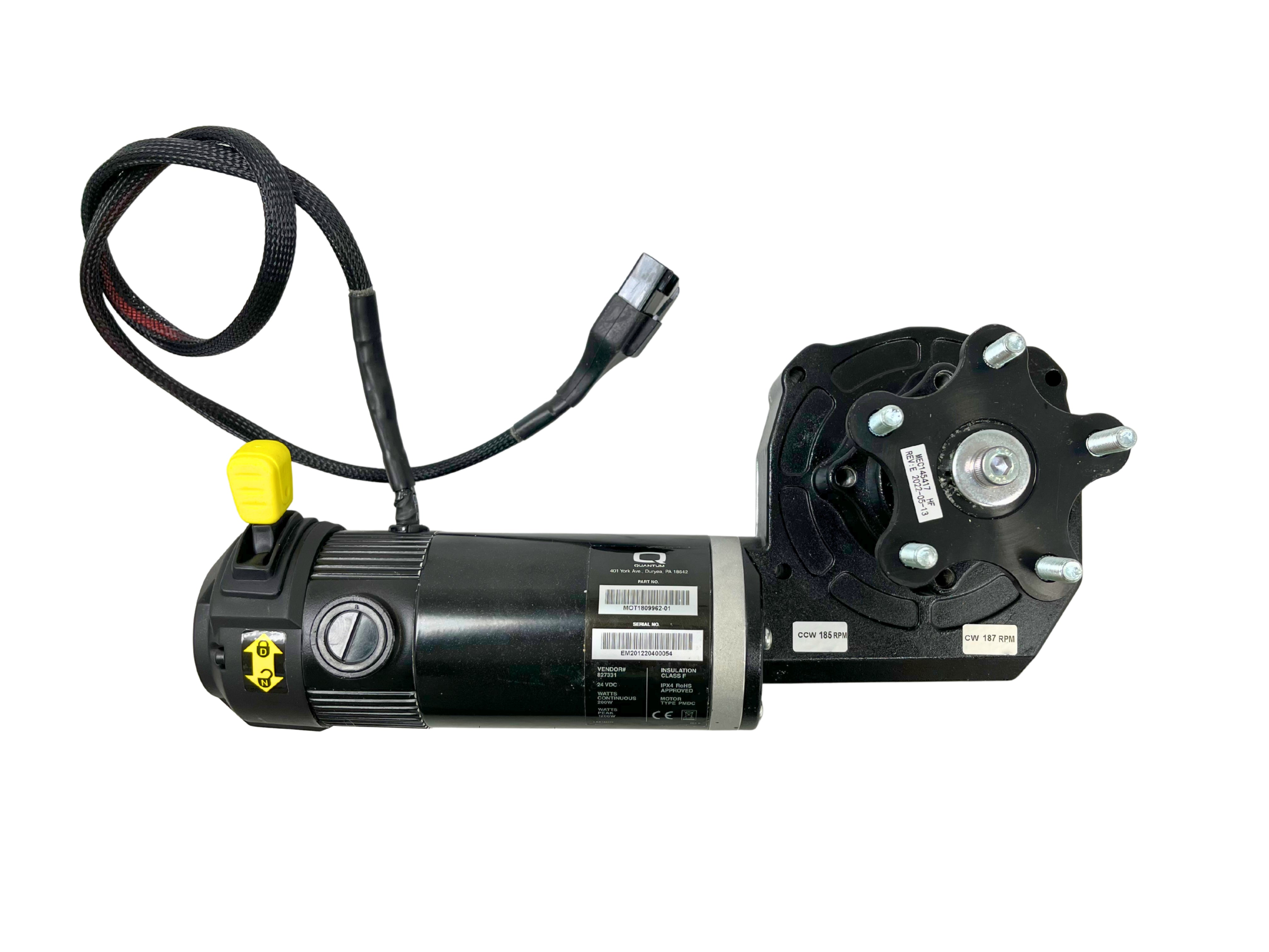 MOTOR ASM, STRETTO, LINIX, HUB AND LEVER, STD BRK, 29:1, 5-POST, CURTIS (MOT2100410-01)