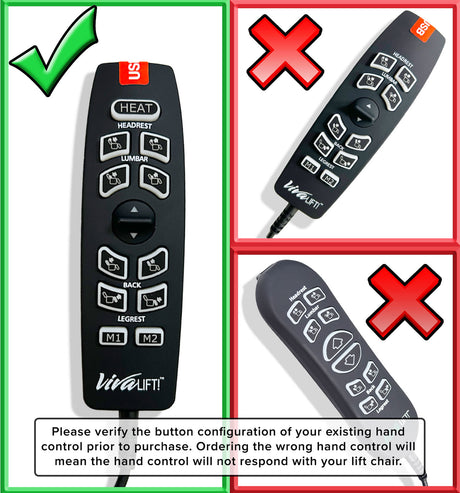 12-Button Hand Control for Pride Radiance Series Lift Chairs (CTL2106501)