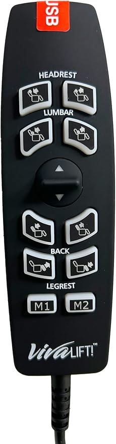 10-Button or 12-Button 5-Pin Hand Control for Pride VivaLift Standard and (Early) Version 2 Lift Chairs (10 Button: CTL1707190/12 Button: CTL2104324)