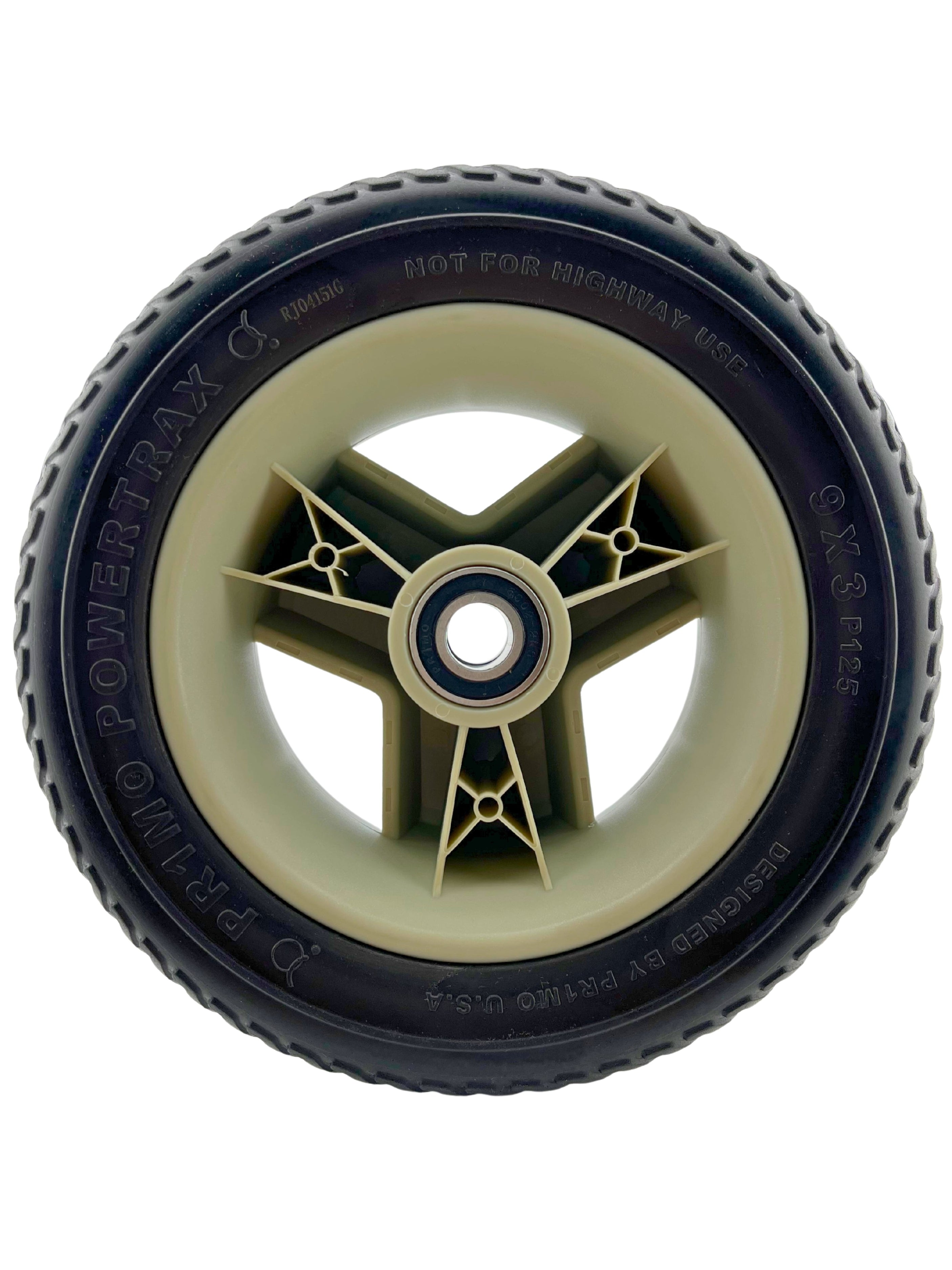 Front Wheel Assembly with Black Molded Tire for the Go-Go Sport (S74) 4-Wheel Scooter (WHLASMB7120012)