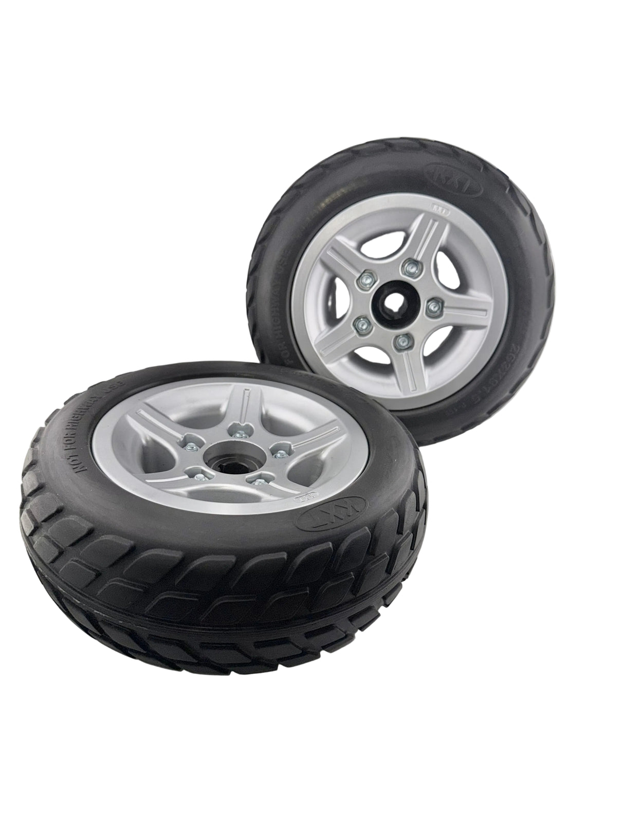 Set of 2 Rear Wheel Assembly with Black Flat-Free Tires and Aluminum 2 Piece Rim for Pride Victory 10, Victory ES 10, & Victory Sport (WHLASMB1784) (Blemished)