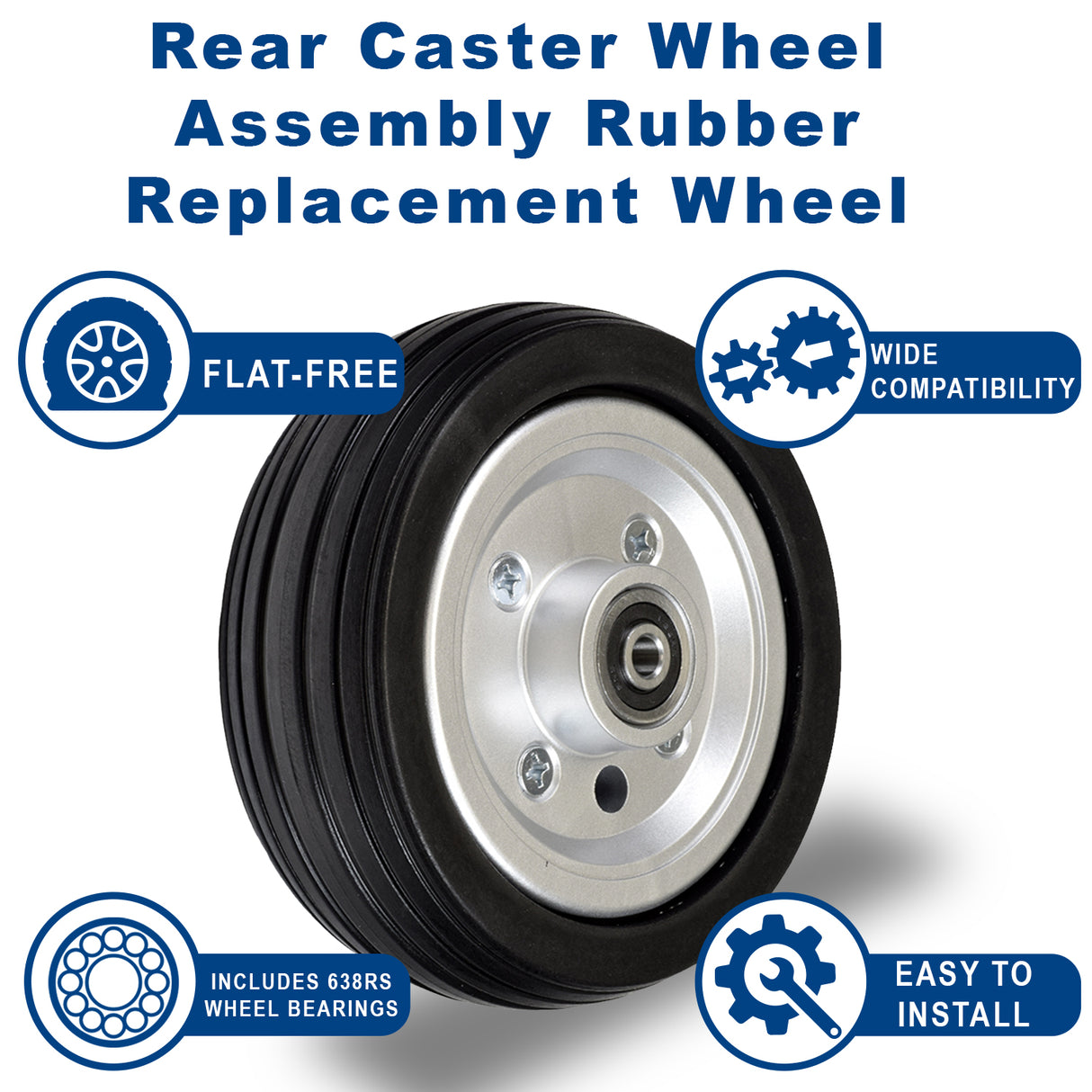 Rear Caster Wheel Assembly for Jazzy Select, Jazzy Select Elite, and Pride TSS 300 (WHLASMB2047)