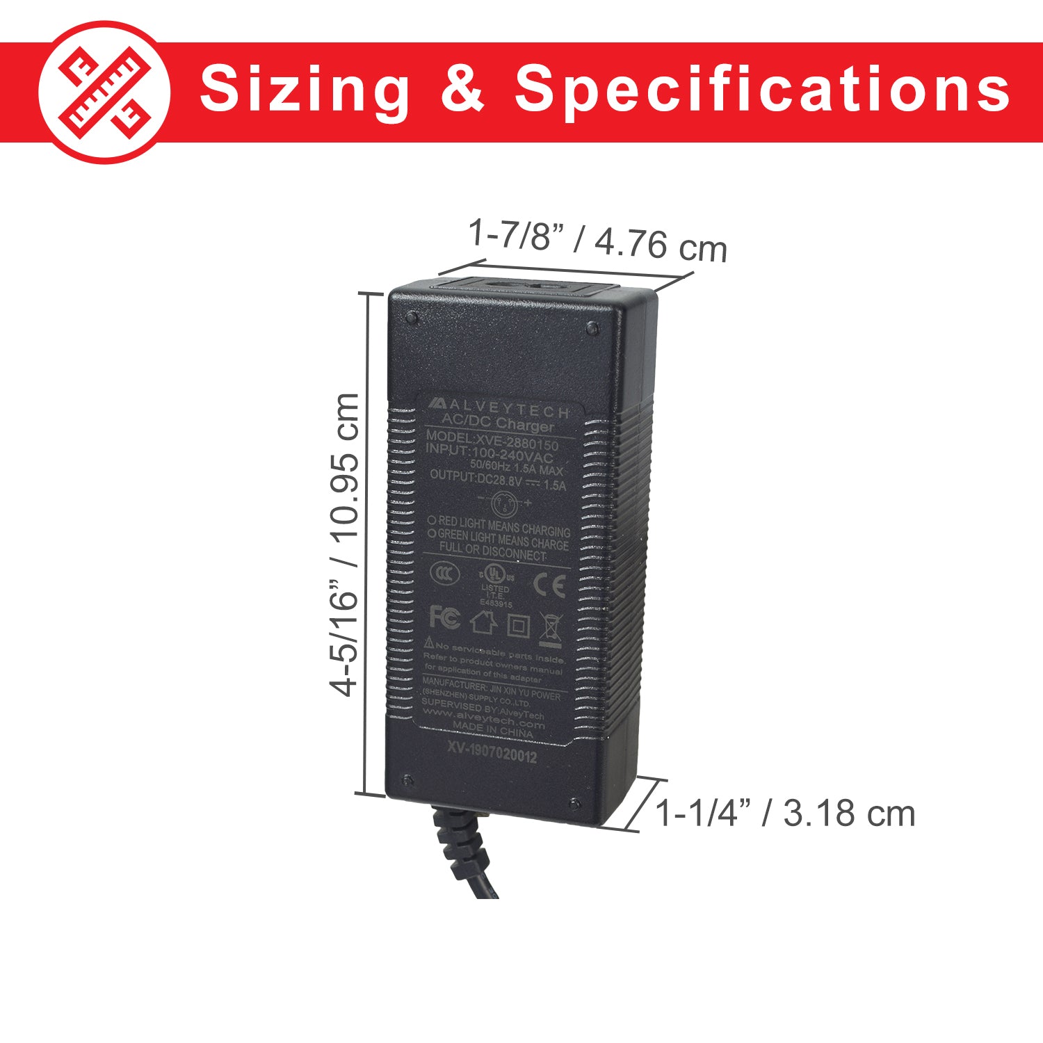 24 Volt 1.5 Amp 3-Prong Battery Charger (Premium)