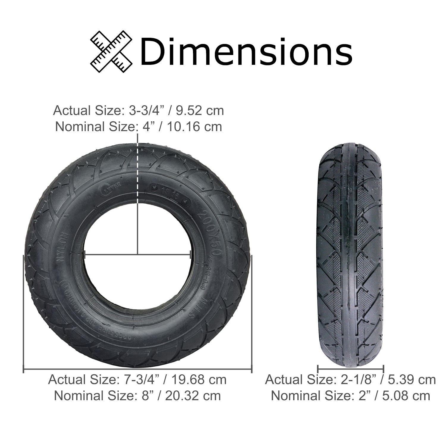 200x50 "No-Flat" Flat Free Solid Rubber Tire for the Razor E200