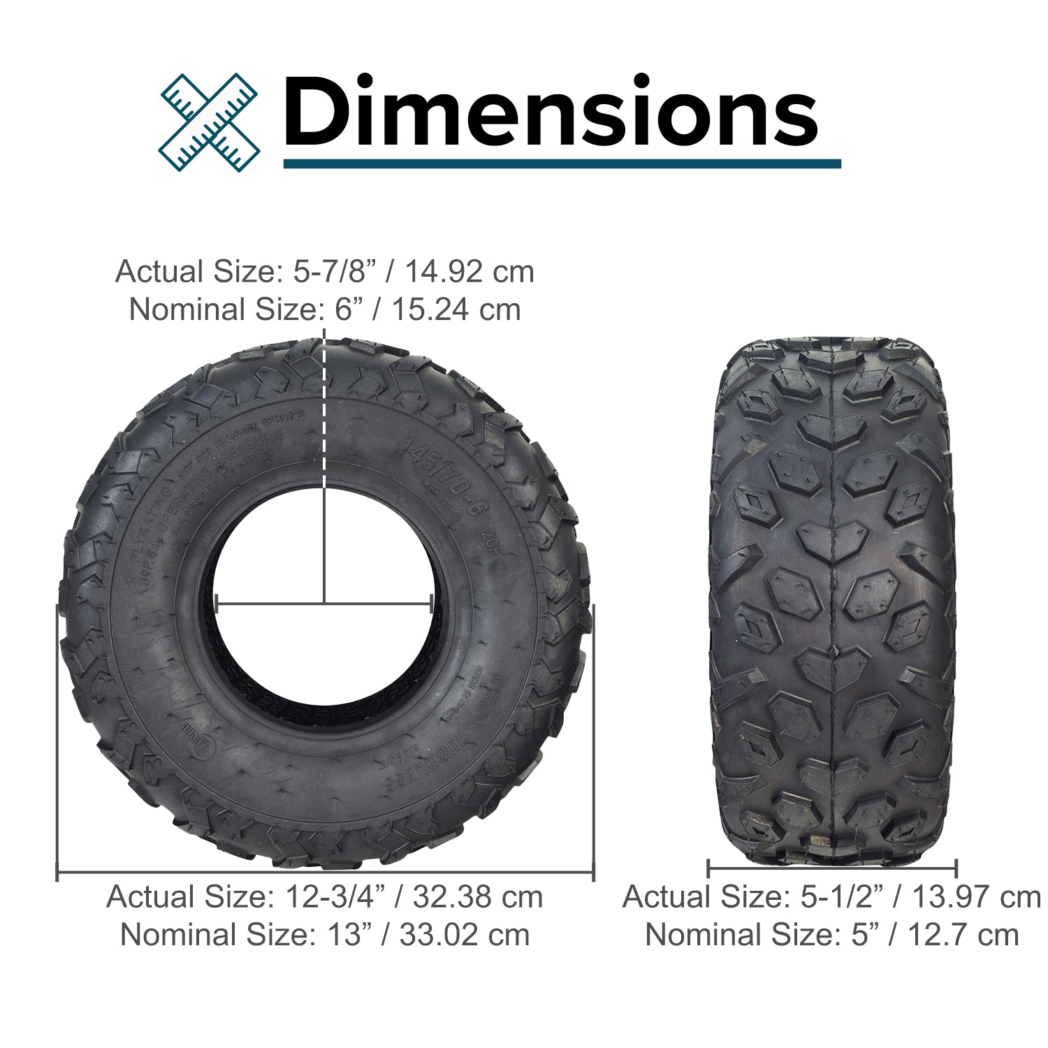 145/70-6 Tire for the Oryxearth 105cc 4-Stroke Mini Bike