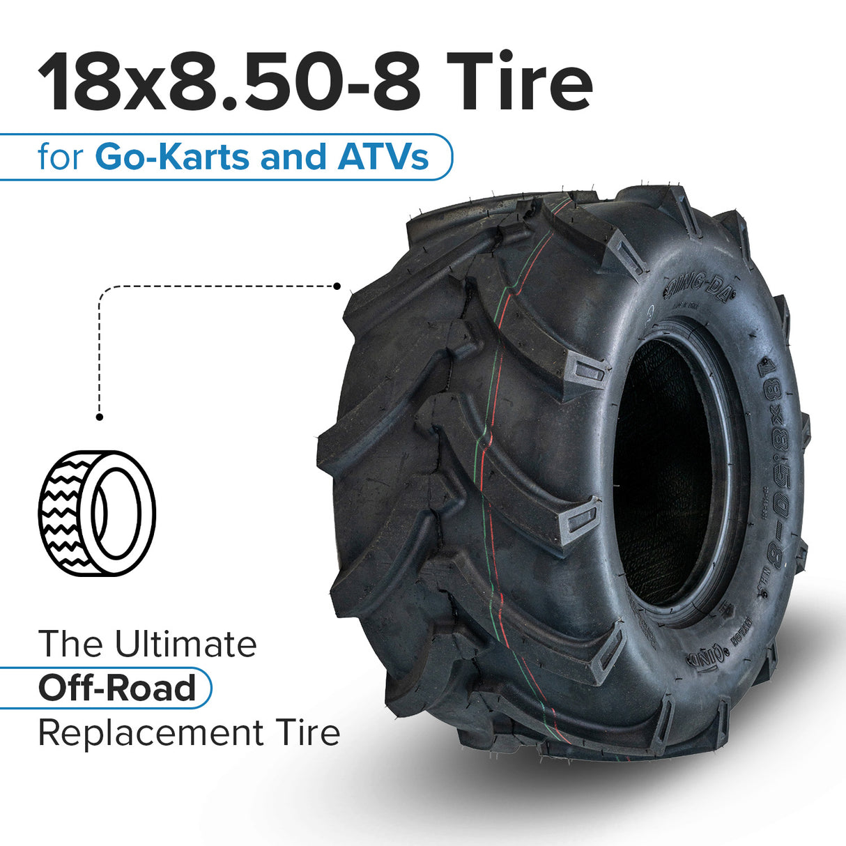 18x8.50-8 Tire with QD148 V-Tread