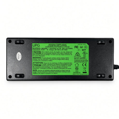 ELE2300934 - 24 Volt 8 Amp Lithium-Ion Battery Charger with 3-Pin XLR Connector for the Pride Pursuit 2 (S7132) - UPG 24BC8000L-1