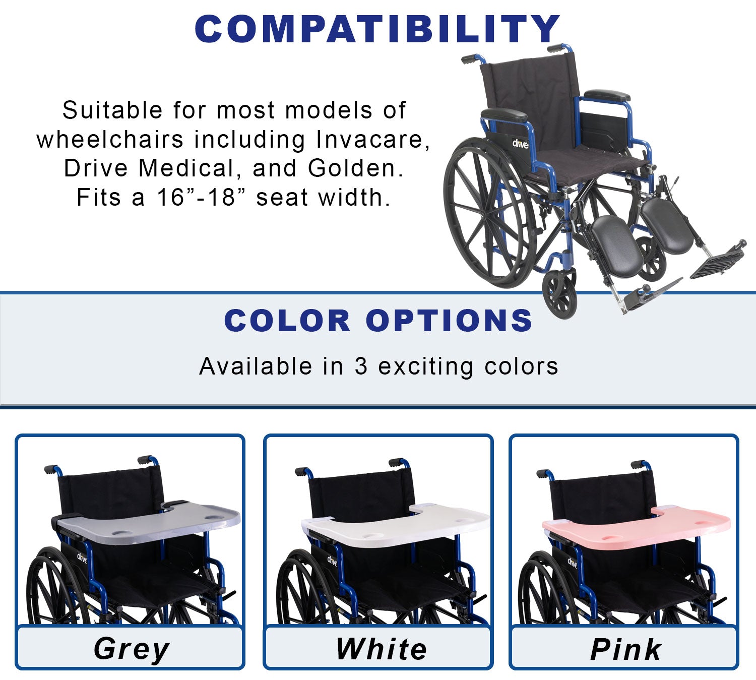 Plastic Tray Table for Wheelchairs