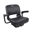 SET1707651 Black Vinyl Seat Assembly for the Pride Revo 2.0 (S66/S67) featuring black armrests, a molded plastic seat back and base, and black upholstery.