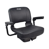 SET1707651 Black Vinyl Seat Assembly for the Pride Revo 2.0 (S66/S67) featuring black armrests, a molded plastic seat back and base, and black upholstery.