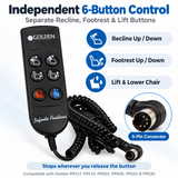 ZK756HCL - 6 Button Infinite Position Lift Chair Remote Hand Control for Golden Power Recliners PR117, PR119, PR502, PR505, PR531, & PR535