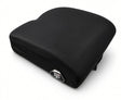 A black power chair seat cushion cover with a small silver and black Zen logo badge on the side, shown on a clean white background.