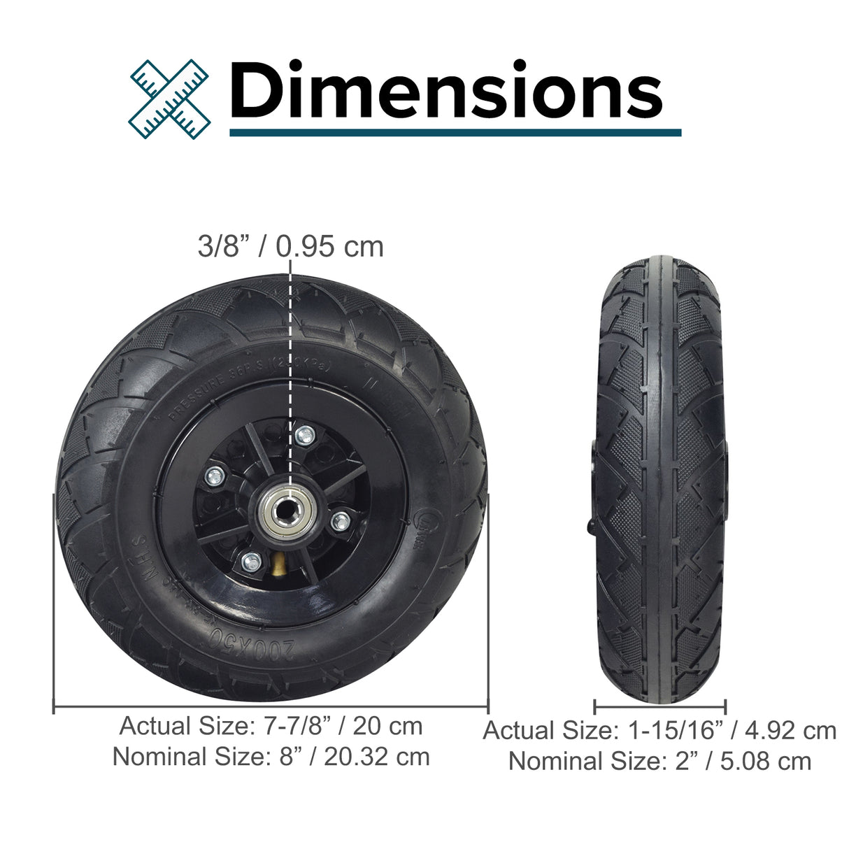 200x50 (8"x2") Front Wheel Assembly for Razor E150