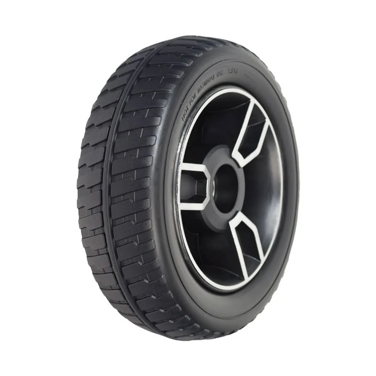 Pride Revo black rubber tire mounted on a multi-spoke silver and black alloy wheel, shown at a three-quarter angle on a plain white background.