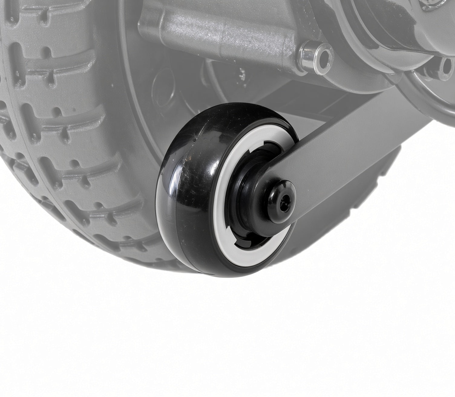 WHL2200188 Small caster wheel for the rear of the Jazzy Carbon power chair that acts as an anti-tip device.