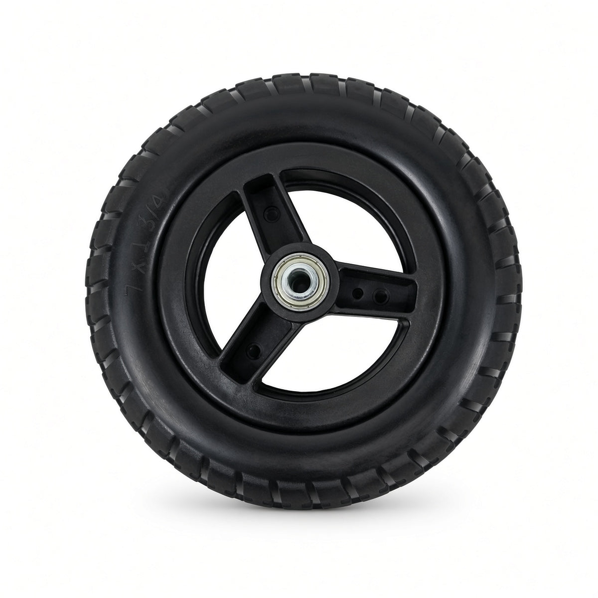 Front caster wheel for the Jazzy Carbon travel lightweight power chair, black with rim and bearings