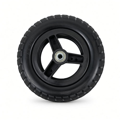Front caster wheel for the Jazzy Carbon travel lightweight power chair, black with rim and bearings