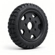 Pride Pursuit 2 wheel assembly WHL2206297 — 13x3.50-8 pneumatic tire mounted on a black 5-spoke split rim, angled view