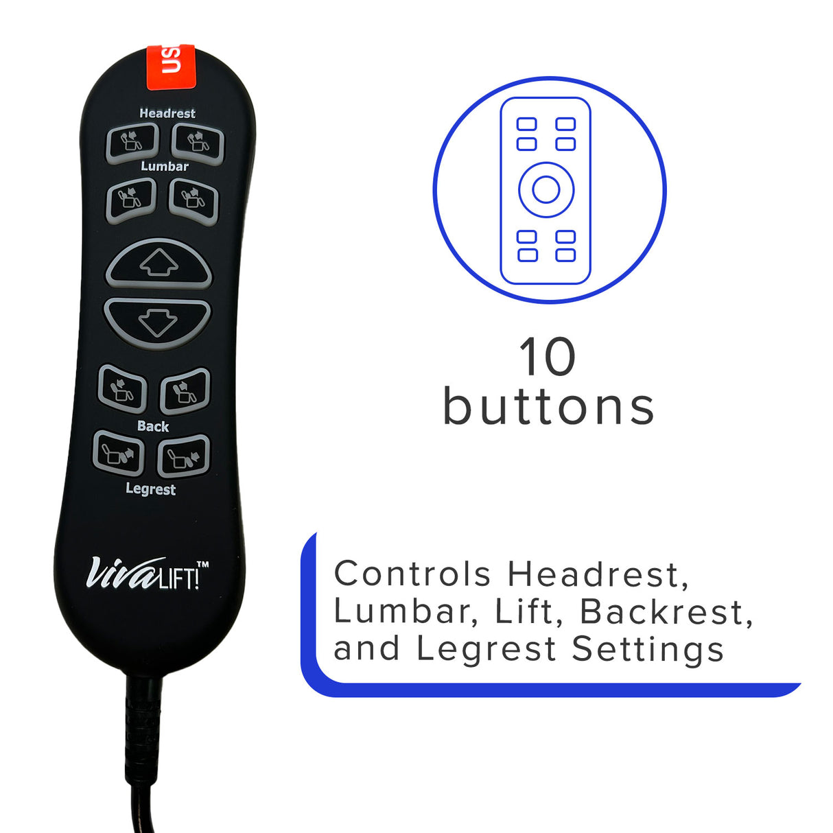 10-Button Hand Control for the Jackson/Catnapper Warner Lift Chair (CTL1707190)