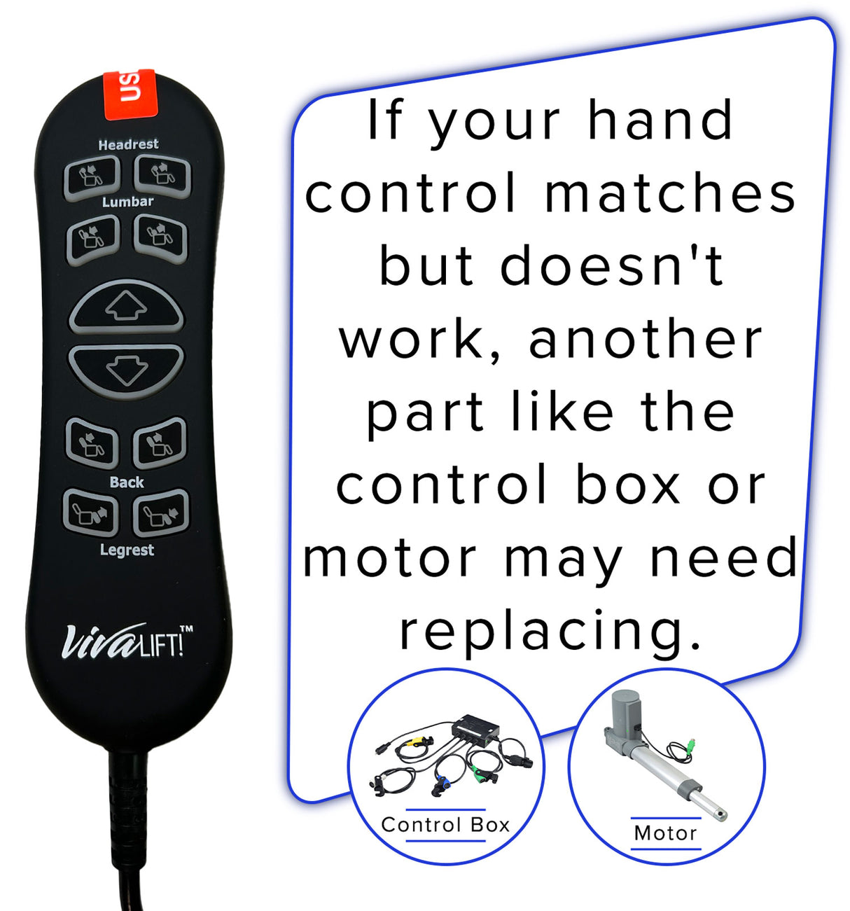 10-Button Hand Control for the Jackson/Catnapper Warner Lift Chair (CTL1707190) or Flexsteel Jenkins Lift Chair