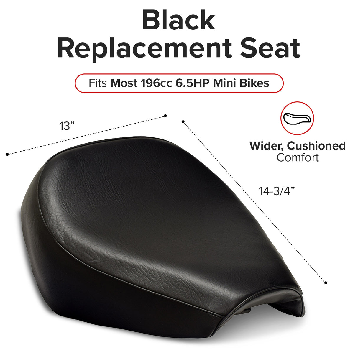 Black Seat for Baja Mini Bike MB165 & MB200 (Baja Heat, Mini Baja, Baja Warrior)