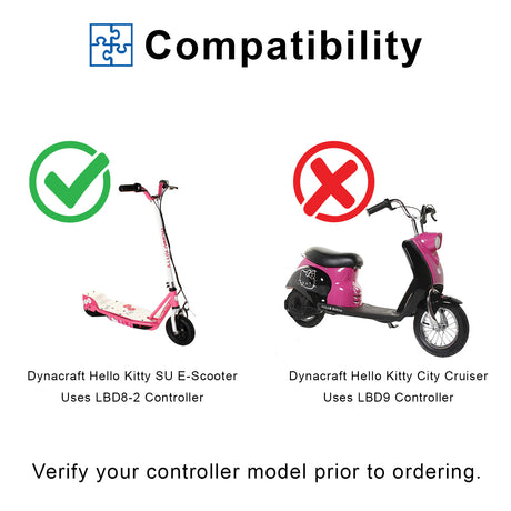 24 Volt LBD8-2 Controller for the Dynacraft Hello Kitty SU Electric Scooter