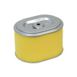 Air Filter Element for the Baja Mini Bike MB165 & MB200 (Baja Heat, Mini Baja, Baja Warrior). Oval-shaped yellow and silver cylinder with a round metal cap, designed to prevent dust intake.