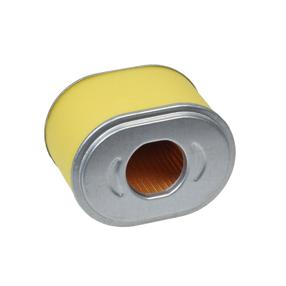 Air Filter Element for Predator 212cc 6.5 HP & 224cc 6.6 HP Engines, shown in yellow and silver, with a close-up highlighting its cylindrical, ridged structure. Suitable for Honda-clone 196cc go-kart engines.