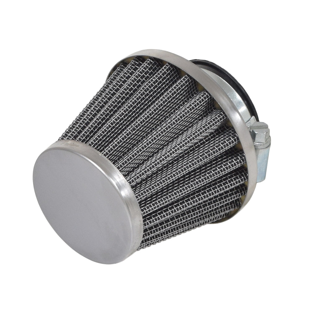 Close-up of the 35mm Air Filter for 49cc, 50cc, 70cc, 90cc, 110cc, & 125cc/150cc Go-Karts, showing the detailed texture and rubber fitting for carburetor attachment.