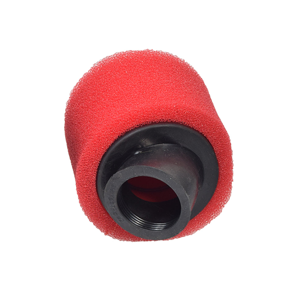 37 mm - 38 mm Angled Foam Air Filter for 125cc-150cc ATVs, Dirt Bikes, & Pit Bikes showing a red sponge roller with a black plastic tube.