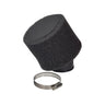 37 mm - 38 mm Angled Foam Air Filter for 125cc-150cc ATVs, Dirt Bikes, & Pit Bikes, featuring a black foam screen with an attached metal hose clamp.